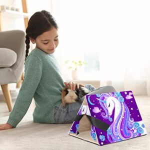enheng Small Pet Hideout Beautiful Unicorn with a Long Rainbow Mane Hamster House Guinea Pig Playhouse for Dwarf Rabbits Hedgehogs Chinchillas