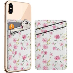 diascia pack of 2 - cellphone stick on leather cardholder ( pink rose watercolor pattern pattern ) id credit card pouch wallet pocket sleeve