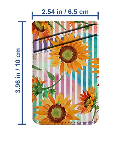Diascia Pack of 2 - Cellphone Stick on Leather Cardholder ( Watercolor Orange Sunflower Flower Floral Pattern Pattern ) ID Credit Card Pouch Wallet Pocket Sleeve