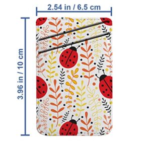 Diascia Pack of 2 - Cellphone Stick on Leather Cardholder ( Tor Ladybug Pattern Pattern ) ID Credit Card Pouch Wallet Pocket Sleeve