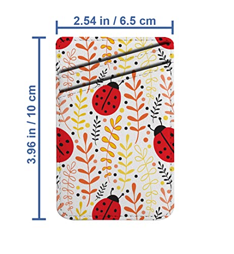 Diascia Pack of 2 - Cellphone Stick on Leather Cardholder ( Tor Ladybug Pattern Pattern ) ID Credit Card Pouch Wallet Pocket Sleeve