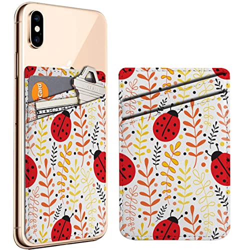 Diascia Pack of 2 - Cellphone Stick on Leather Cardholder ( Tor Ladybug Pattern Pattern ) ID Credit Card Pouch Wallet Pocket Sleeve