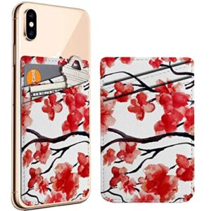 diascia pack of 2 - cellphone stick on leather cardholder ( japanese cherry blossom sakura tree pattern pattern ) id credit card pouch wallet pocket sleeve