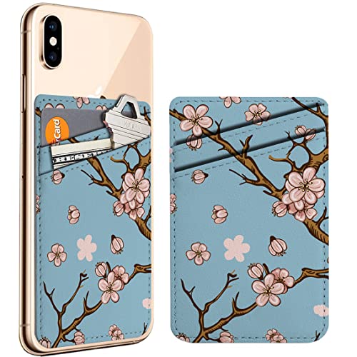 Diascia Pack of 2 - Cellphone Stick on Leather Cardholder ( Cherry Blossom Sakura Pattern Pattern ) ID Credit Card Pouch Wallet Pocket Sleeve