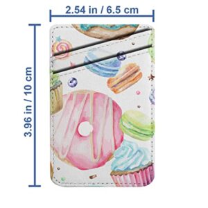 Pack of 2 - Cellphone Stick on Leather Cardholder ( Sweet Delicious Watercolor Macarons Pattern Pattern ) ID Credit Card Pouch Wallet Pocket Sleeve