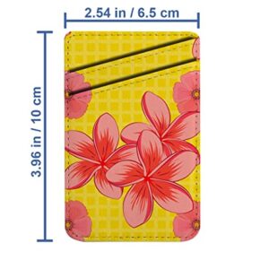 Diascia Pack of 2 - Cellphone Stick on Leather Cardholder ( Soft Watercolor Plumeria Flower Print Pattern Pattern ) ID Credit Card Pouch Wallet Pocket Sleeve