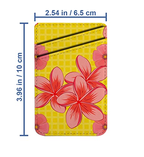 Diascia Pack of 2 - Cellphone Stick on Leather Cardholder ( Soft Watercolor Plumeria Flower Print Pattern Pattern ) ID Credit Card Pouch Wallet Pocket Sleeve