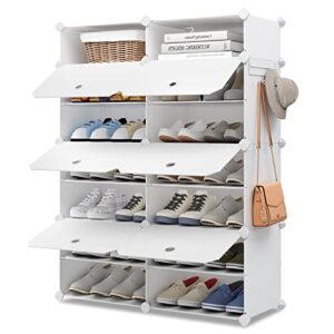 maginels shoe rack, 7 tier shoe storage 24 pair plastic shoe cabinet with open storage shelves for closet hallway bedroom entryway white