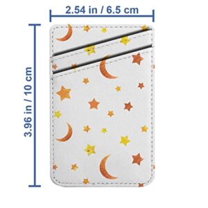 Diascia Pack of 2 - Cellphone Stick on Leather Cardholder ( Vintage Stars Moons Pattern Pattern ) ID Credit Card Pouch Wallet Pocket Sleeve