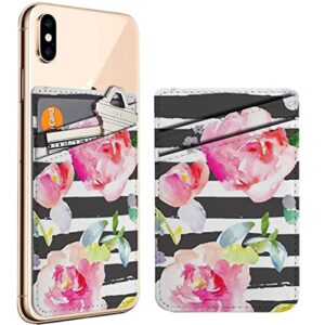 diascia pack of 2 - cellphone stick on leather cardholder ( modern pink watercolor floral pattern pattern ) id credit card pouch wallet pocket sleeve