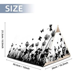 enheng Small Pet Hideout Grass Flowers Butterfly Silhouettes Hamster House Guinea Pig Playhouse for Dwarf Rabbits Hedgehogs Chinchillas