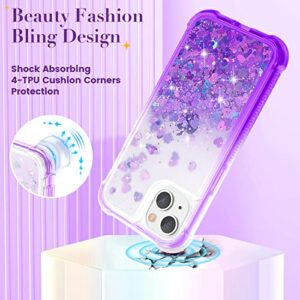 Ruky Case for iPhone 14, Full Body Glitter Liquid Rugged Cover with Built-in Screen Protector Soft TPU Protective Girls Women Phone Case for iPhone 14 6.1 & iPhone 13 6.1 ”, Gradient Purple
