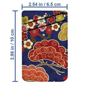 Diascia Pack of 2 - Cellphone Stick on Leather Cardholder ( Japanese Cherry Blossom Ornament Pattern Pattern ) ID Credit Card Pouch Wallet Pocket Sleeve