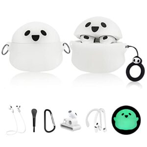freeol airpods 3 case cover, luminous ghost anime design case for airpods 3rd generation 2021,fashion fun cartoon character apple airpods 3 accessories protective cover for women kids teens girls boys