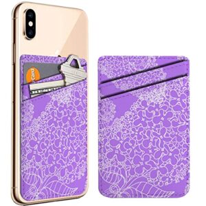 diascia pack of 2 - cellphone stick on leather cardholder ( amazing branches lilac flowers violet pattern pattern ) id credit card pouch wallet pocket sleeve