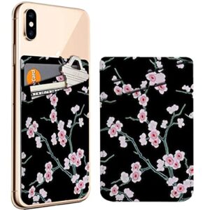 diascia pack of 2 - cellphone stick on leather cardholder ( cherry pink flowers blossom branches pattern pattern ) id credit card pouch wallet pocket sleeve