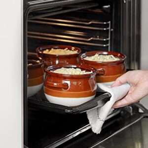 LE TAUCI French Onion Soup Crocks with Handles, 22 Ounce Ceramic Soup Bowls for Soup, Chili, Beef Stew, Set of 4, Oven & Broil Safe