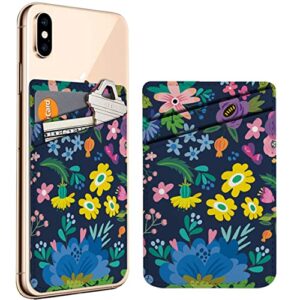 diascia pack of 2 - cellphone stick on leather cardholder ( awesome floral bright flowers pattern pattern ) id credit card pouch wallet pocket sleeve
