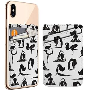 diascia pack of 2 - cellphone stick on leather cardholder ( silhouettes yoga women pattern pattern ) id credit card pouch wallet pocket sleeve