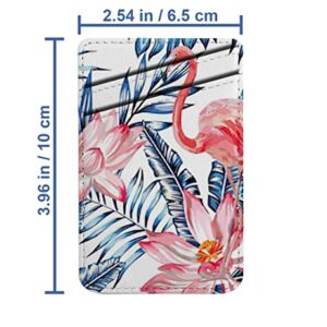 Diascia Pack of 2 - Cellphone Stick on Leather Cardholder ( Watercolor Pink Flamingo Flower Lotus Pattern Pattern ) ID Credit Card Pouch Wallet Pocket Sleeve
