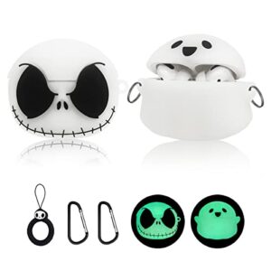 【2 pack】freeol airpods pro case cover, luminous ghost & skull design silicone case for airpods pro,3d fashion cartoon anime character apple airpods protective cover for women men teens kids girls boys