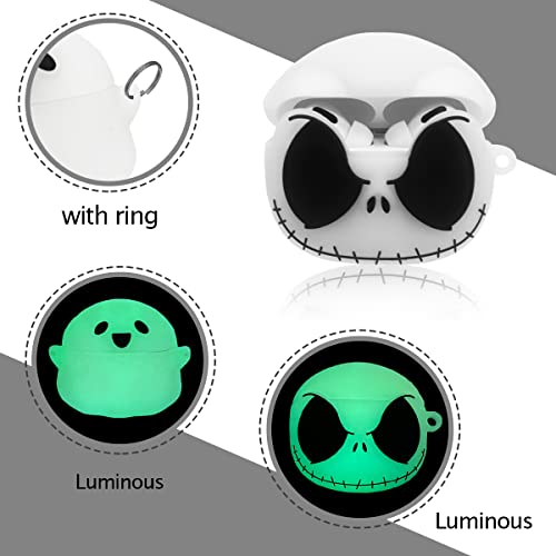 【2 PACK】FREEOL AirPods Pro Case Cover, Luminous Ghost & Skull Design Silicone Case for Airpods Pro,3D Fashion Cartoon Anime Character Apple Airpods Protective cover for Women Men Teens Kids Girls Boys