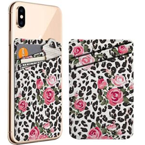 diascia pack of 2 - cellphone stick on leather cardholder ( cute rose mix leopard pattern pattern ) id credit card pouch wallet pocket sleeve