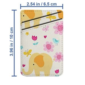 Diascia Pack of 2 - Cellphone Stick on Leather Cardholder ( Colorful Elephants Flowers Butterflies Birds Pattern Pattern ) ID Credit Card Pouch Wallet Pocket Sleeve
