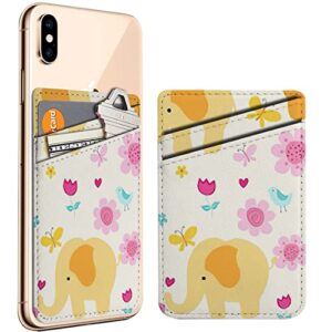 diascia pack of 2 - cellphone stick on leather cardholder ( colorful elephants flowers butterflies birds pattern pattern ) id credit card pouch wallet pocket sleeve