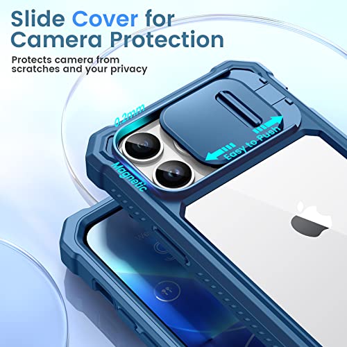 Ruky for iPhone 14 Pro Max Case with Camera Cover, iPhone 14 Pro Max Phone Case Built-in Screen Protector Full Body Protection Heavy Duty Case Boys Men for iPhone 14 Pro Max 6.7", Blue