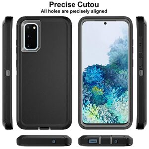 HONG-AMY for Samsung Galaxy S20 Case (NOT FIT Galaxy S20 FE/Plus/Ultra), with Self Healing Flexible TPU Screen Protector [2 Pack], 3 in 1 Heavy Duty Case for Samsung S20 5G (Black/Grey)