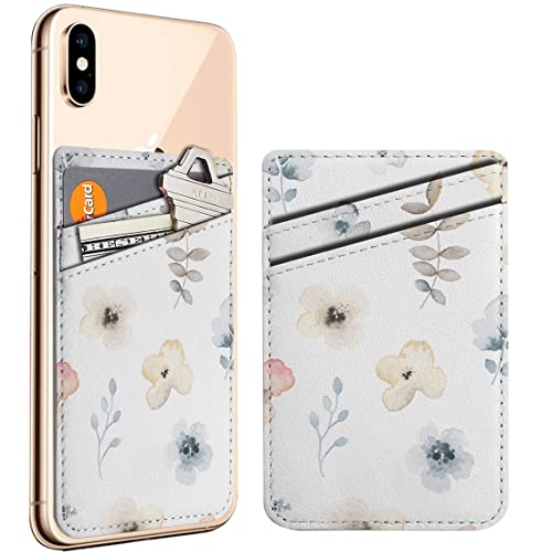 Diascia Pack of 2 - Cellphone Stick on Leather Cardholder ( Gentle Floral Flowers Pattern Pattern ) ID Credit Card Pouch Wallet Pocket Sleeve