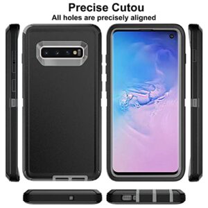 HONG-AMY for Samsung Galaxy S10 Case, Galaxy S10 Case with Self Healing Flexible TPU Screen Protector [2 Pack], 3 in 1 Full Body Shockproof Heavy Duty Case for Samsung S10 (Black/Grey)