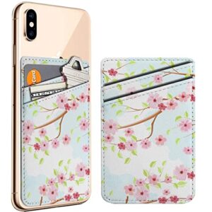 diascia pack of 2 - cellphone stick on leather cardholder ( lovely blossom cherry texture pattern pattern ) id credit card pouch wallet pocket sleeve