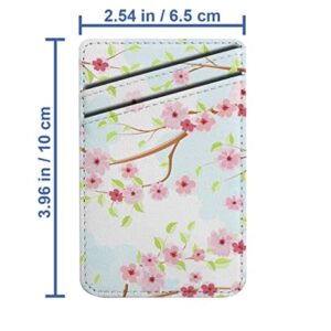 Diascia Pack of 2 - Cellphone Stick on Leather Cardholder ( Lovely Blossom Cherry Texture Pattern Pattern ) ID Credit Card Pouch Wallet Pocket Sleeve