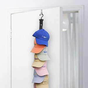 Veki Hat Rack for Closet Hat Organizer Holder Rack Over Door, Baseball Cap Racks for Wall with No Trace Hook Sticker and Z Hook Behind Door Set, 8 Large Clips for Ball Hats (Black*1pcs)