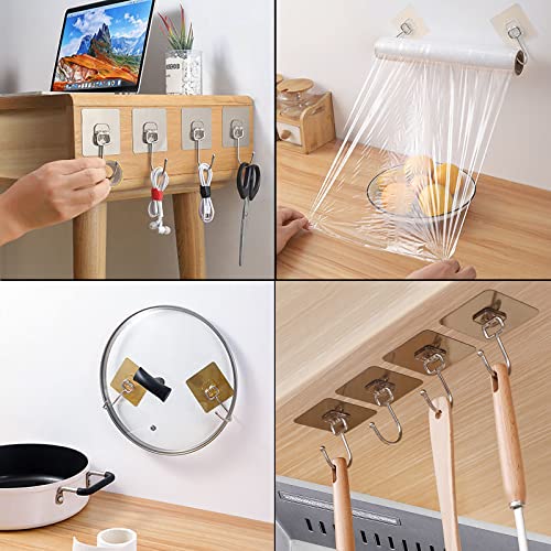 ZEZOKK Large Adhesive Hooks 22Ib(Max), Waterproof and Rustproof Wall Hooks for Hanging Heavy Duty to use Inside Kitchen, Bathroom, Home and Office,10 PCS