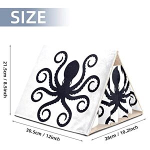 enheng Small Pet Hideout Octopus Silhouette Pattern Hamster House Guinea Pig Playhouse for Dwarf Rabbits Hedgehogs Chinchillas