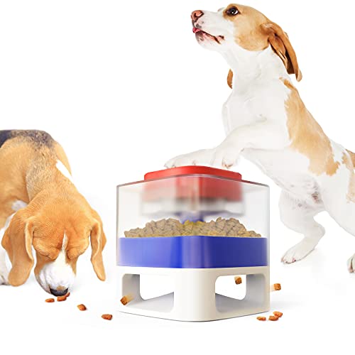 Monotre Dog Puzzle Feeder Toy with Button Interactive Mental Stimulation Food Dispenser, Improve Dog IQ Slow Feeding to Protect The Intestines, Suitable for Large, Medium and Small Dogs