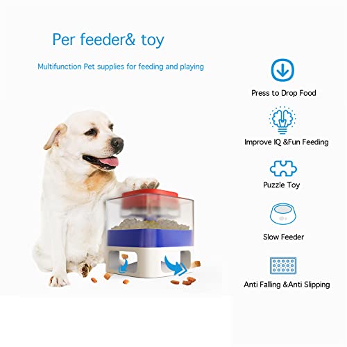 Monotre Dog Puzzle Feeder Toy with Button Interactive Mental Stimulation Food Dispenser, Improve Dog IQ Slow Feeding to Protect The Intestines, Suitable for Large, Medium and Small Dogs