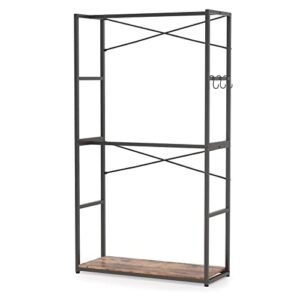 Tribesigns Free Standing Closet Organizer, Garment Clothes Racks with Storage Shelf and Double Hanging Rod, Metal Heavy Duty Wardrobe Closet Storage Clothing Shelving for Hanging Clothes