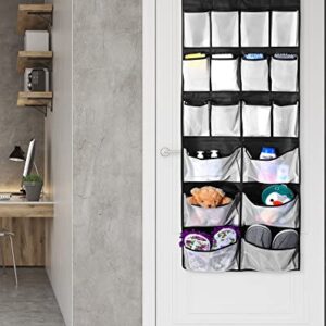 4 Pack Hanging Shoe Organizer over The Door Organizer Shoe Rack Door Hanging Storage, 18 Mesh Pockets with 16 Hooks for Entryway Dorm Bedroom Pantry Wall Closet, Black, White