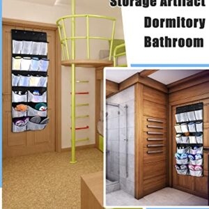 4 Pack Hanging Shoe Organizer over The Door Organizer Shoe Rack Door Hanging Storage, 18 Mesh Pockets with 16 Hooks for Entryway Dorm Bedroom Pantry Wall Closet, Black, White