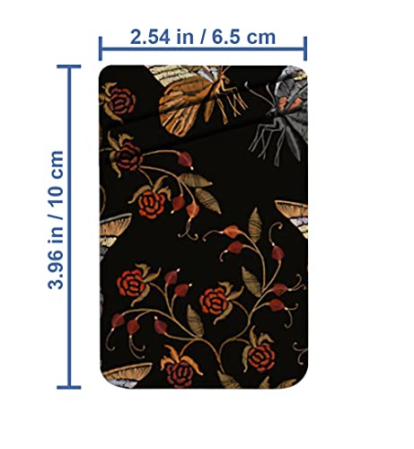 Diascia Pack of 2 - Cellphone Stick on Leather Cardholder ( Butterflies Flowers Raspberry Pattern Pattern ) ID Credit Card Pouch Wallet Pocket Sleeve