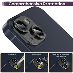 Suoman for iPhone 14/14 Plus Camera Lens Protector, Premium Tempered Glass Metal Cool Camera Lens Screen Protector for iPhone 14 6.1 inch /14 Plus 6.7 inch - Black