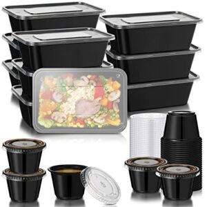 50 pcs meal prep container with lids including 25pcs 25oz food storage containers and 25 pcs 2.5 oz portion cups, reusable lunch containers, freezer microwave dishwasher safe
