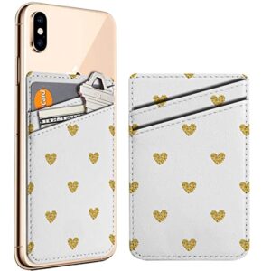 diascia pack of 2 - cellphone stick on leather cardholder ( gold heart glitter pattern pattern ) id credit card pouch wallet pocket sleeve