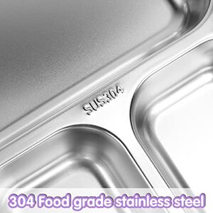 IAMGlobal Unicorn Stainless Steel Bento Box, 3 Compartments Thermal Insulation Food Storage Containers, Kids School Lunch Containers, Leakproof Lunch Box Tableware Set, Girls Food Storage(1.1L)