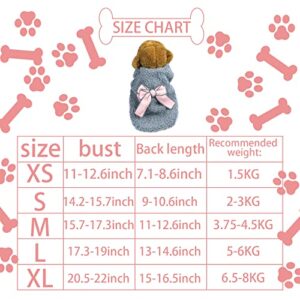 Toysructin Pet Clothes for Cold Weather, Soft Lamb Fleece Dog Coat Sweater Fall Winter Warm Vest with Elegant Bow, Plush Dog Jacket Comfort Puppy Clothing Coats for Small Medium Dogs Cats Girl Boy