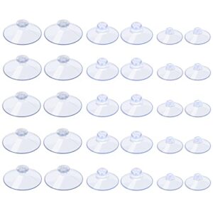 aquaneat 30 packs suction cups without hooks 0.8/1.2/1.8 inch clear sucker pads for glass home organization decoration